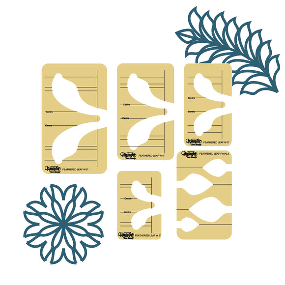 Feathered Leaf 5 Piece Template Set